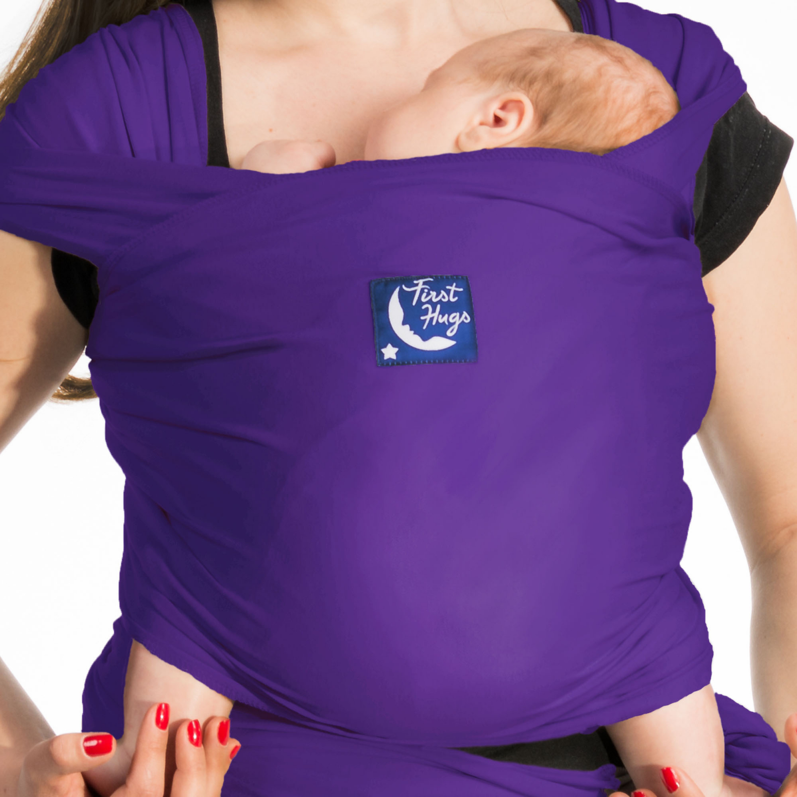 Wrap elastic First Hugs pentru purtarea bebelusilor, recomandat pentru nou nascuti, 0-12 luni, mov
