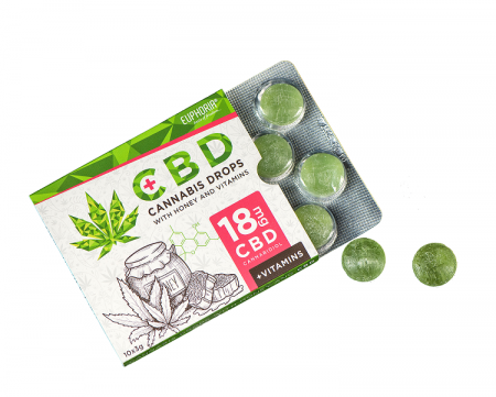 Dulciuri CBD - Dropsuri CBD 'Euphoria', 18mg, cu miere