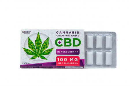 Dulciuri CBD - Guma de mestecat CBD, Euphoria, 100mg, Coacaze