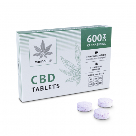 Dulciuri CBD - Tablete CBD, Aroma capsuni, 10 buc, 600mg