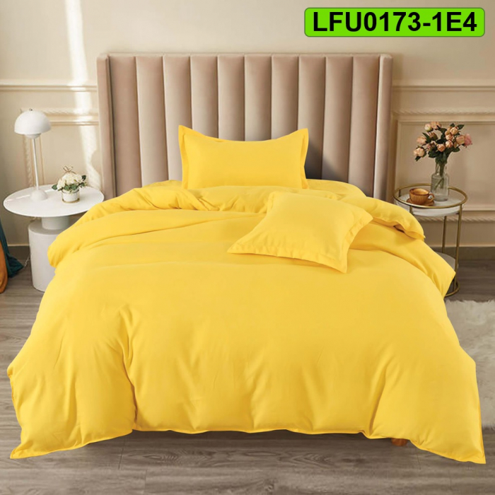 Lenjerie finet uni pentru pat simplu, 4 piese, cearsaf cu elastic, LFU0173-1E4 [1]