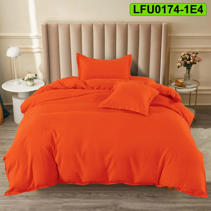 Lenjerie finet uni pentru pat simplu, 4 piese, cearsaf cu elastic, LFU0174-1E4 [1]