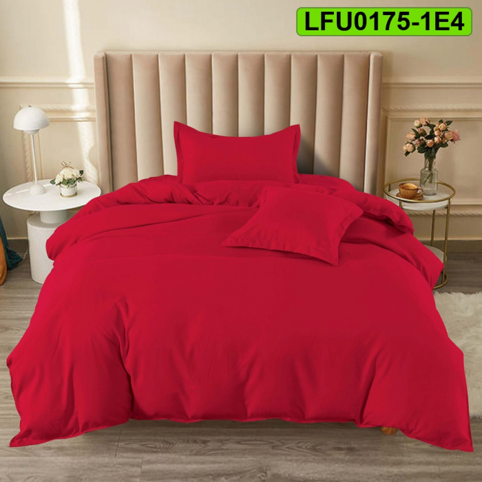 Lenjerie finet uni pentru pat simplu, 4 piese, cearsaf cu elastic, LFU0175-1E4 [1]