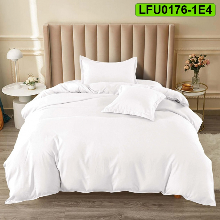 Lenjerie finet uni pentru pat simplu, 4 piese, cearsaf cu elastic, LFU0176-1E4 [1]