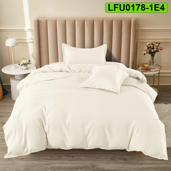 Lenjerie finet uni pentru pat simplu, 4 piese, cearsaf cu elastic, LFU0178-1E4 [1]