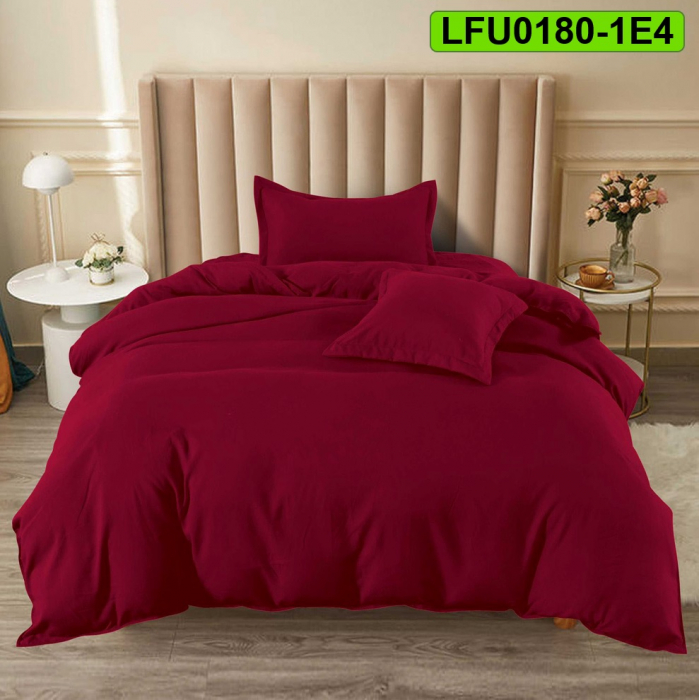 Lenjerie finet uni pentru pat simplu, 4 piese, cearsaf cu elastic, LFU0180-1E4 [1]