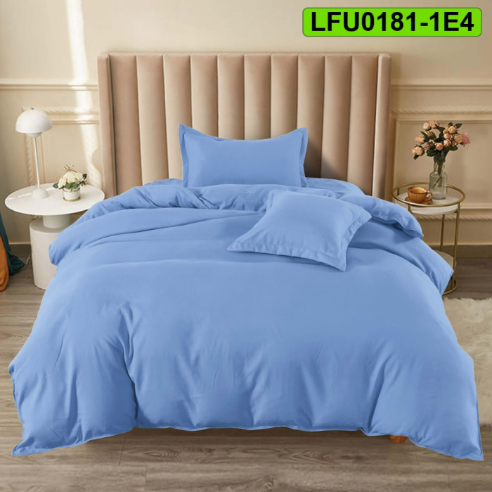 Lenjerie finet uni pentru pat simplu, 4 piese, cearsaf cu elastic, LFU0181-1E4 [1]