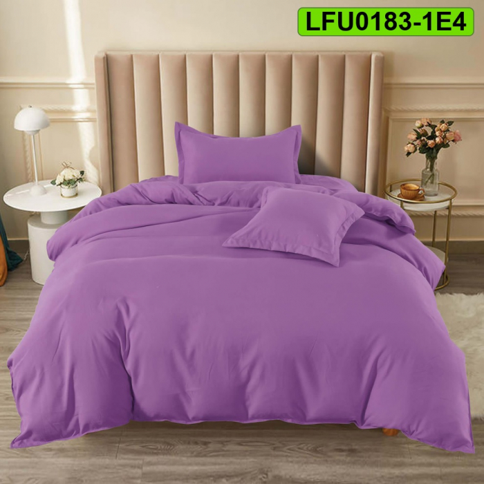 Lenjerie finet uni pentru pat simplu, 4 piese, cearsaf cu elastic, LFU0183-1E4 [1]