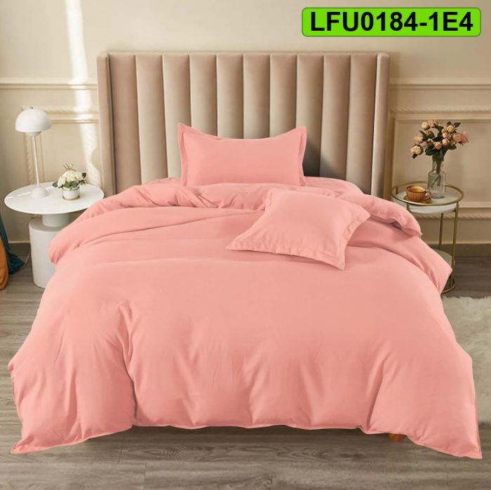 Lenjerie finet uni pentru pat simplu, 4 piese, cearsaf cu elastic, LFU0184-1E4 [1]