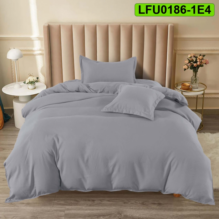 Lenjerie finet uni pentru pat simplu, 4 piese, cearsaf cu elastic, LFU0186-1E4 [1]