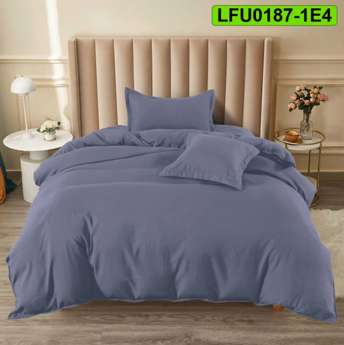 Lenjerie finet uni pentru pat simplu, 4 piese, cearsaf cu elastic, LFU0187-1E4 [1]