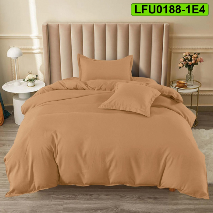 Lenjerie finet uni pentru pat simplu, 4 piese, cearsaf cu elastic, LFU0188-1E4 [1]