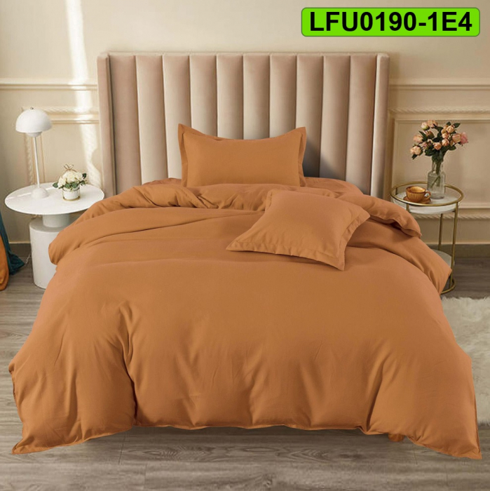 Lenjerie finet uni pentru pat simplu, 4 piese, cearsaf cu elastic, LFU0190-1E4 [1]