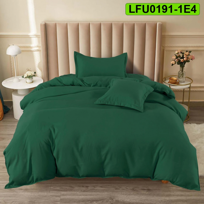 Lenjerie finet uni pentru pat simplu, 4 piese, cearsaf cu elastic, LFU0191-1E4 [1]