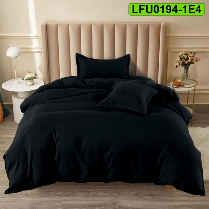 Lenjerie finet uni pentru pat simplu, 4 piese, cearsaf cu elastic, LFU0194-1E4 [1]
