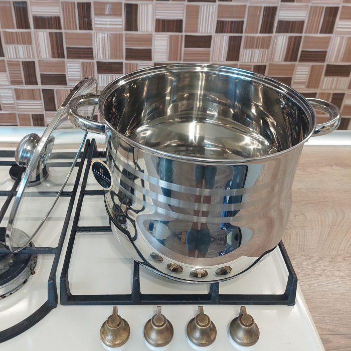 Oala inox cu capac sticla Edenberg EB-113 13.6L 28x22 cm [3]