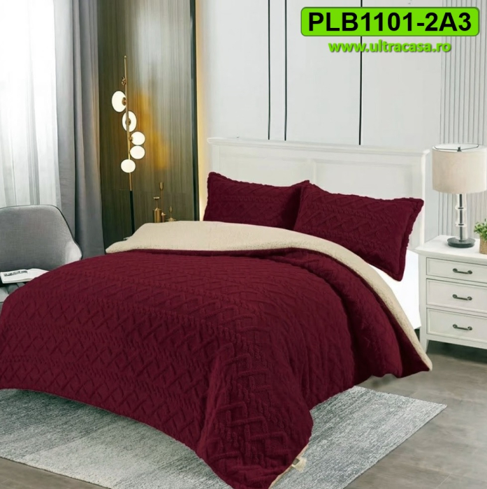 Pilota uni cu blanita, pat dublu, 3 piese, PLB1101-2A3 grena [3]