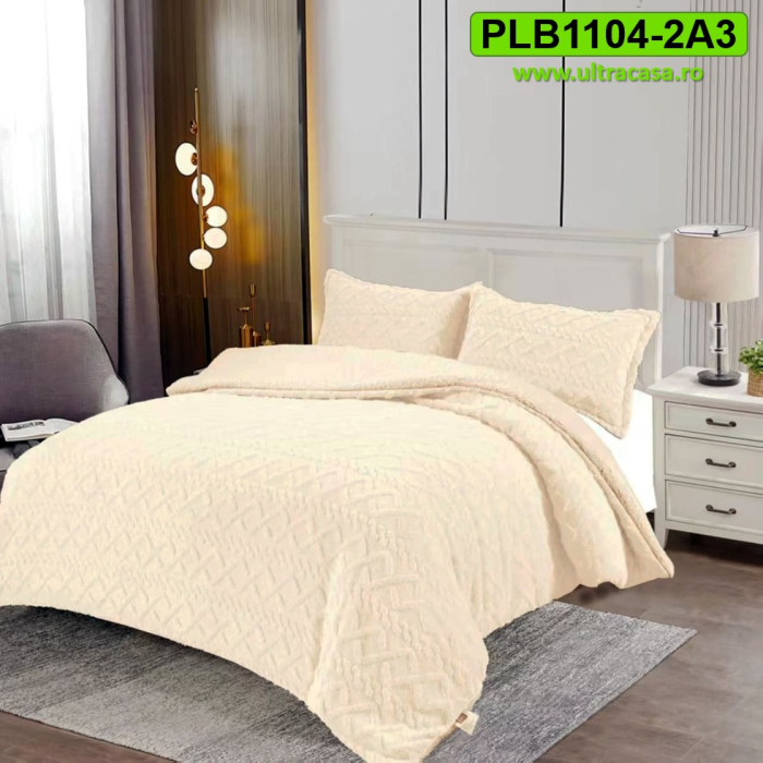 Pilota uni cu blanita, pat dublu, 3 piese, PLB1104-2A3 crem [3]