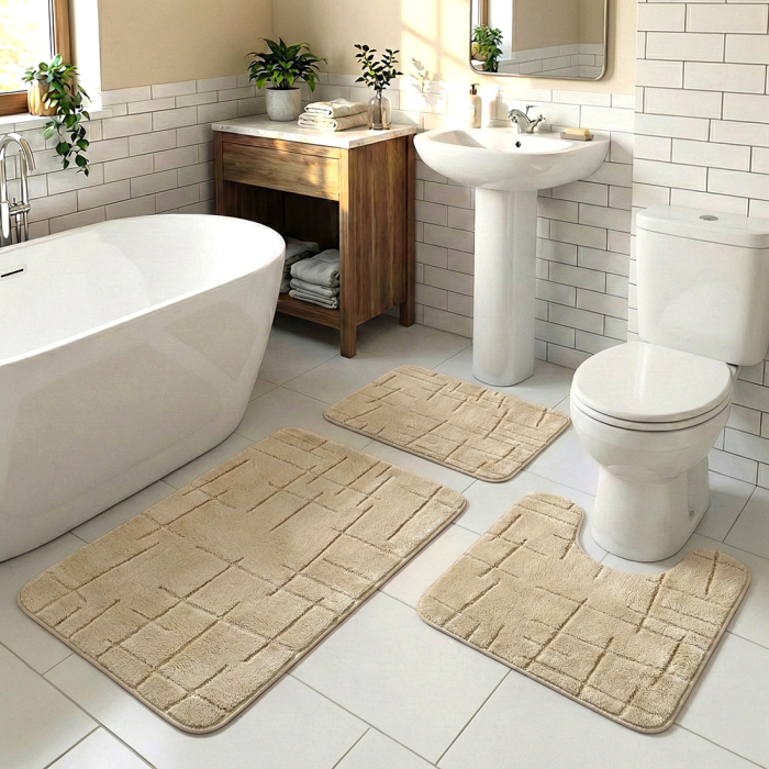 Set 3 covorase baie antiderapante CBA0405-3PC crem [2]