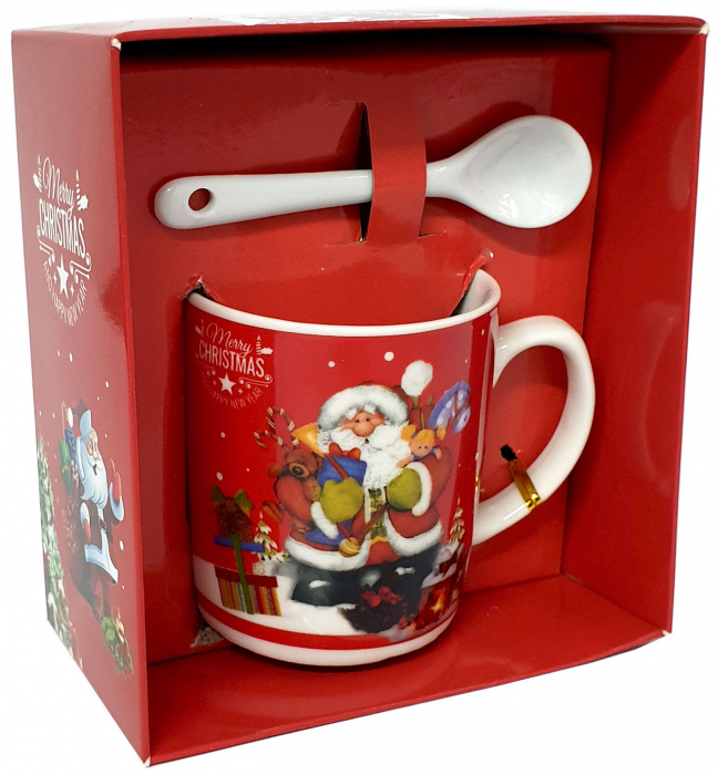Set cadou Crăciun cană + linguriță ceramică SCC001 [2]