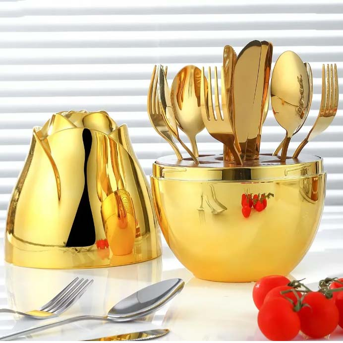 Set tacamuri aurii 24 piese RB-514B cu suport cadou [2]