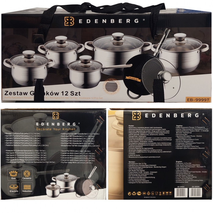 Set vase din inox 12 piese Edenberg EB-9999 [13]