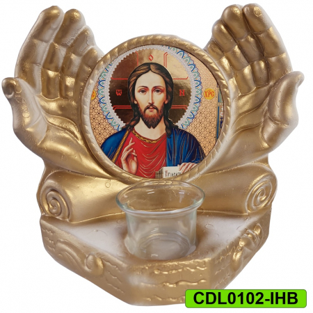 Produse de cult religios - Candela ceramica Iisus Hristos CDL0102-IHB alba