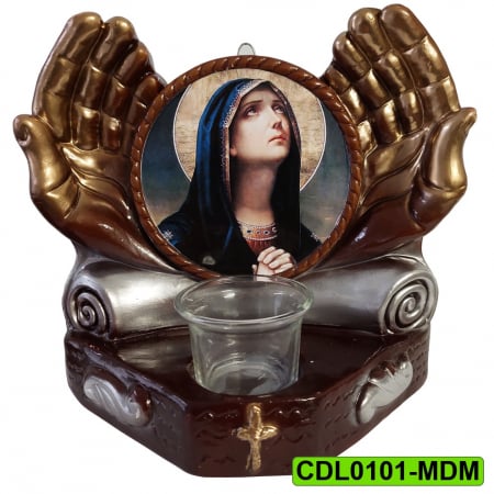 Produse de cult religios - Candela ceramica Maica Domnului CDL0101-MDM maro