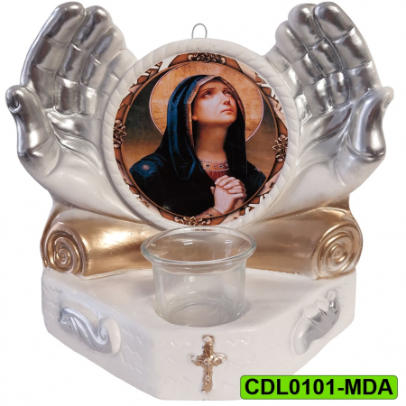 Produse de cult religios - Candela ceramica Maica Domnului CDL0101-MDA alba
