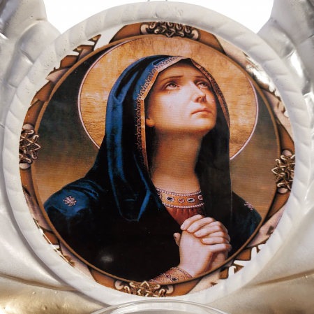 Produse de cult religios - Candela ceramica Maica Domnului CDL0101-MDA alba