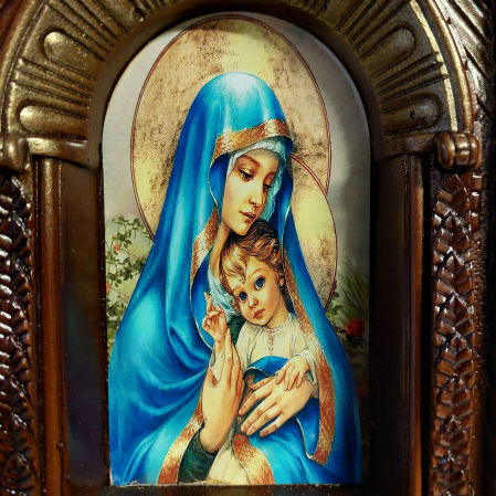 Produse de cult religios - Candela ceramica Maica Domnului CDL0110-MDS maro