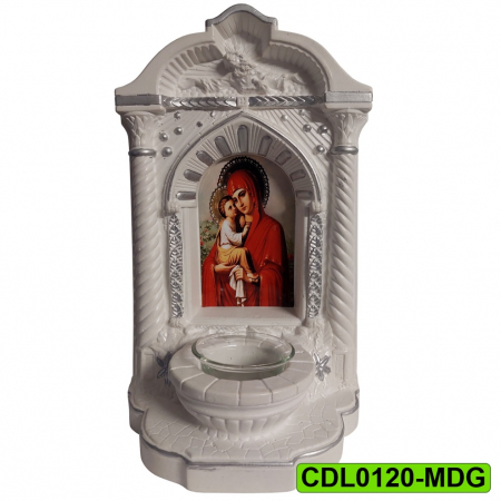 Produse de cult religios - Candela ceramica Maica Domnului CDL0120-MDG alba