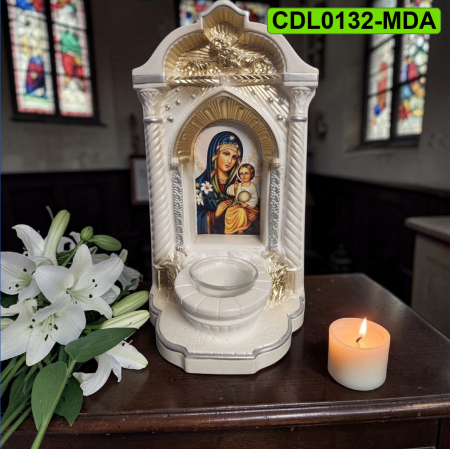 Pentru casă - Candela ceramica Maica Domnului CDL0132-MDA alba