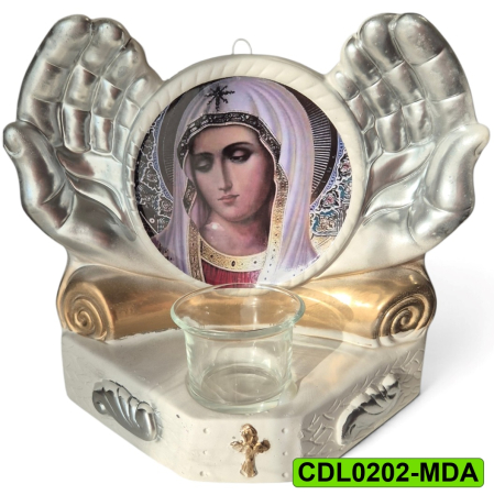 Produse de cult religios - Candela ceramica Maica Domnului CDL0202-MDA alba