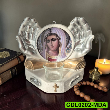 Produse de cult religios - Candela ceramica Maica Domnului CDL0202-MDA alba