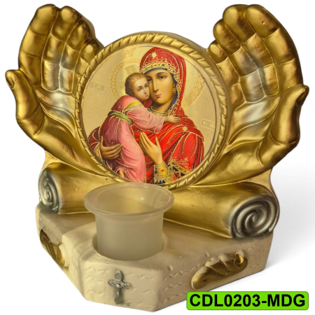 Produse de cult religios - Candela ceramica Maica Domnului CDL0203-MDG aurie