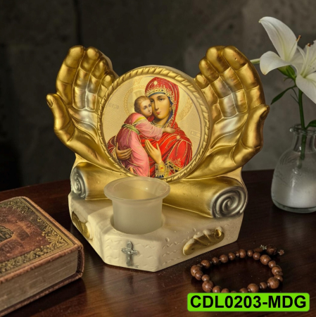 Produse de cult religios - Candela ceramica Maica Domnului CDL0203-MDG aurie