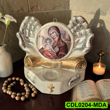 Produse de cult religios - Candela ceramica Maica Domnului CDL0204-MDA alba