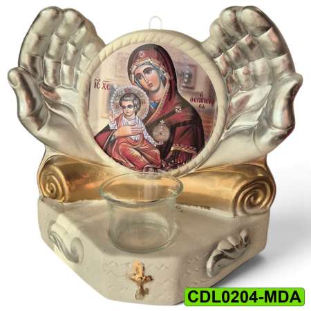 Produse de cult religios - Candela ceramica Maica Domnului CDL0204-MDA alba