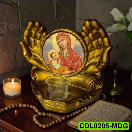 Produse de cult religios - Candela ceramica Maica Domnului CDL0205-MDG aurie