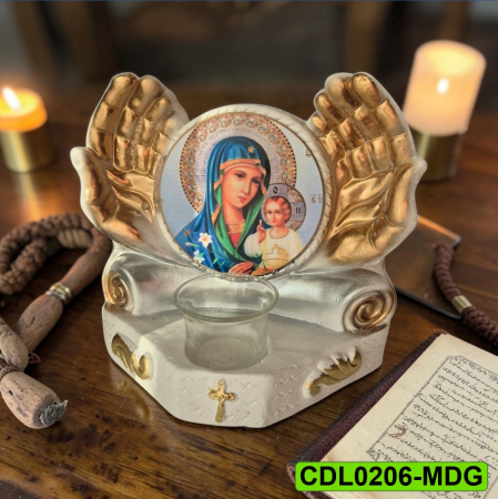 Produse de cult religios - Candela ceramica Maica Domnului CDL0206-MDG alba