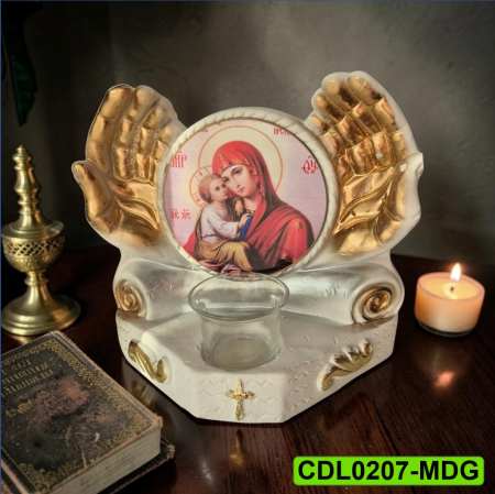 Produse de cult religios - Candela ceramica Maica Domnului CDL0207-MDG alba