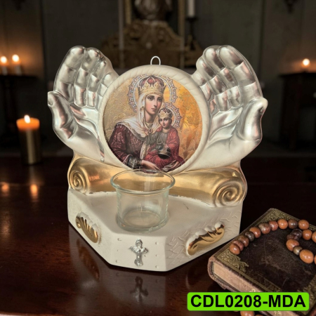 Produse de cult religios - Candela ceramica Maica Domnului CDL0208-MDA alba