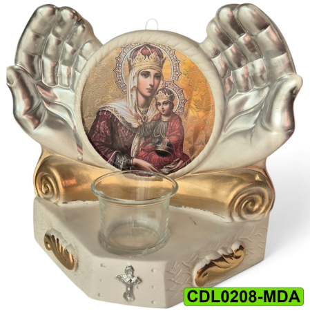 Produse de cult religios - Candela ceramica Maica Domnului CDL0208-MDA alba