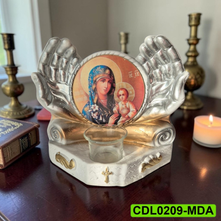 Produse de cult religios - Candela ceramica Maica Domnului CDL0209-MDA alba