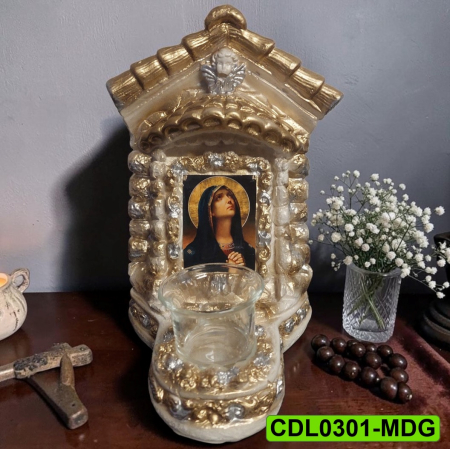 Produse de cult religios - Candela ceramica Maica Domnului CDL0301-MDG aurie