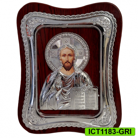 Produse de cult religios - Icoana Iisus Hristos ICT1183-GRI argintie