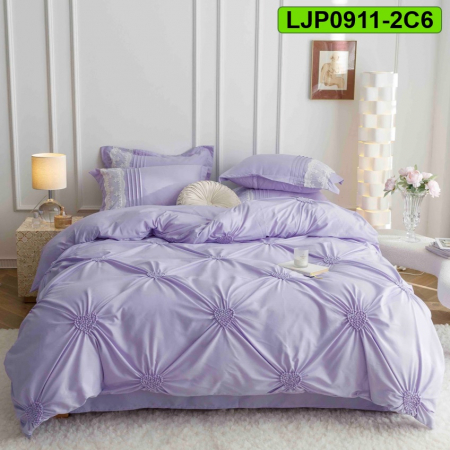 Lenjerii speciale - Lenjerie bumbac cu broderie, pat dublu, 6 piese, LJP0911-2C6