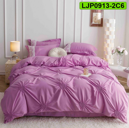 Lenjerii speciale - Lenjerie bumbac cu broderie, pat dublu, 6 piese, LJP0913-2C6
