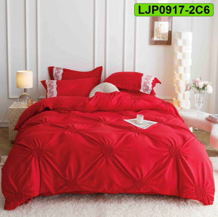 Lenjerii speciale - Lenjerie bumbac cu broderie, pat dublu, 6 piese, LJP0917-2C6